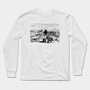 Bury St Edmunds Market Ink Sketch Long Sleeve T-Shirt